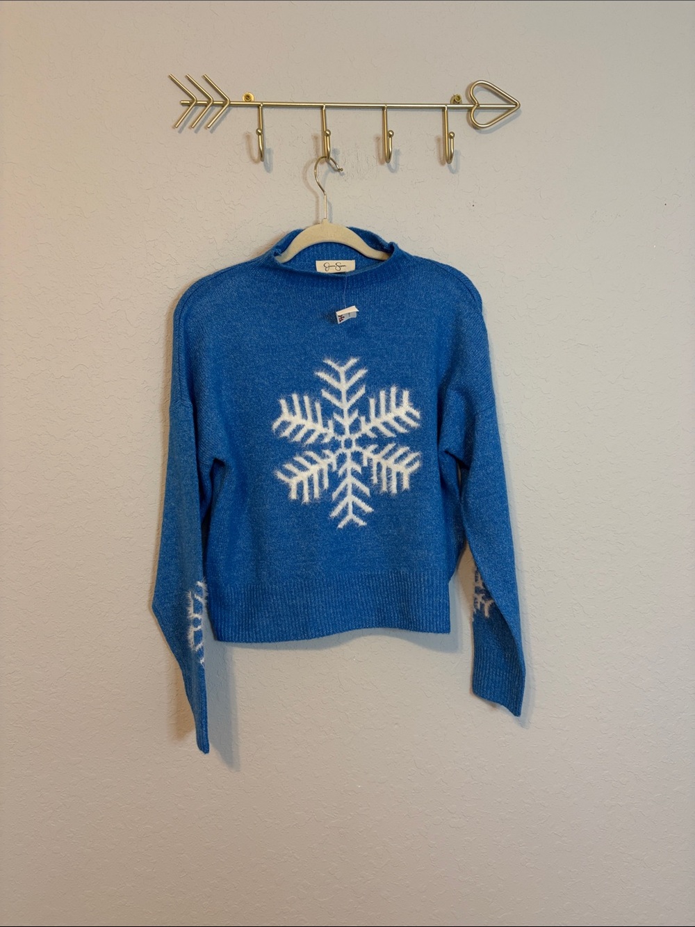 Jessica Simpson Blue Snowflake Holiday Sweater Size Medium NWT